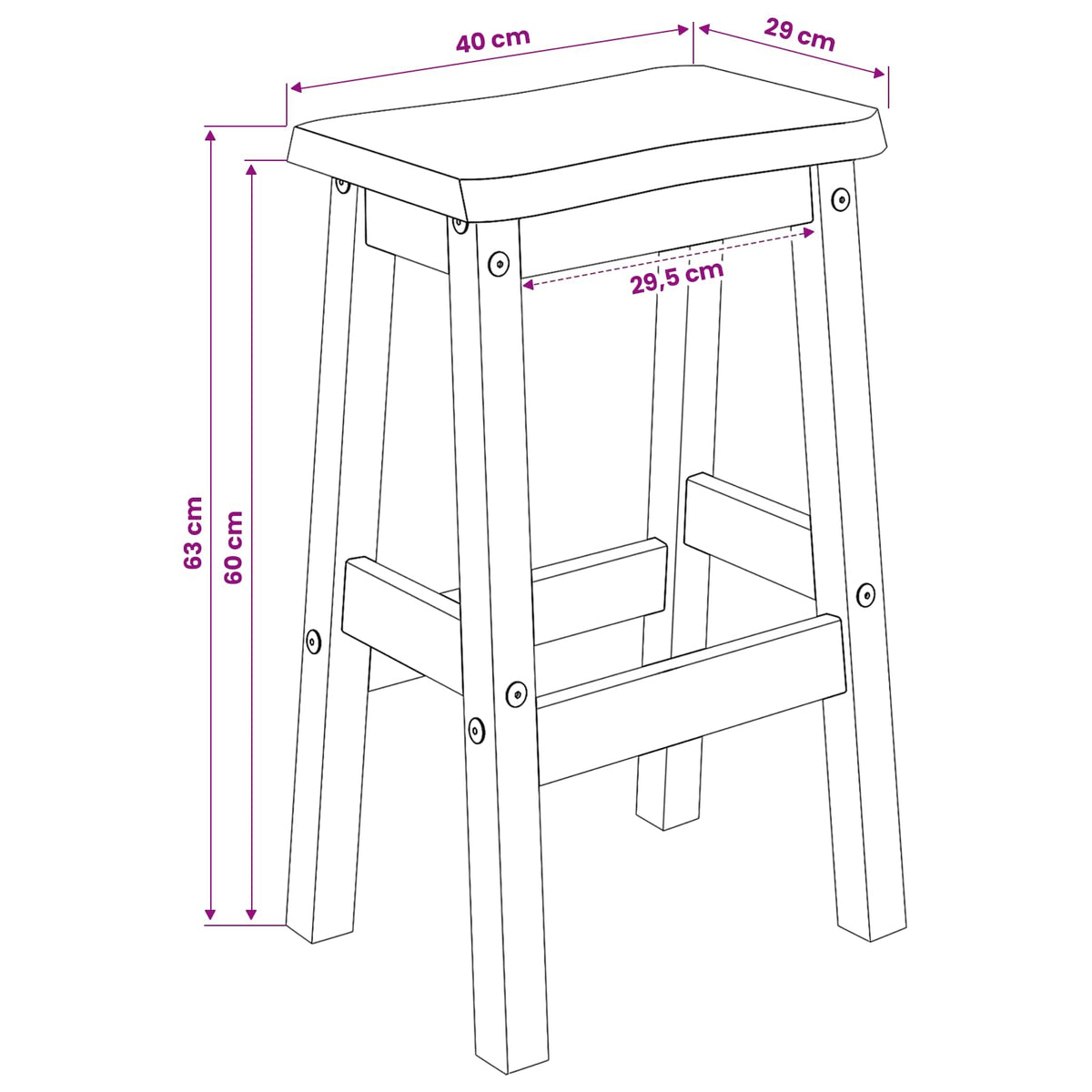 Visoka barska stolica EKAI 2 pcs Crna 40 x 29 x 63 cm