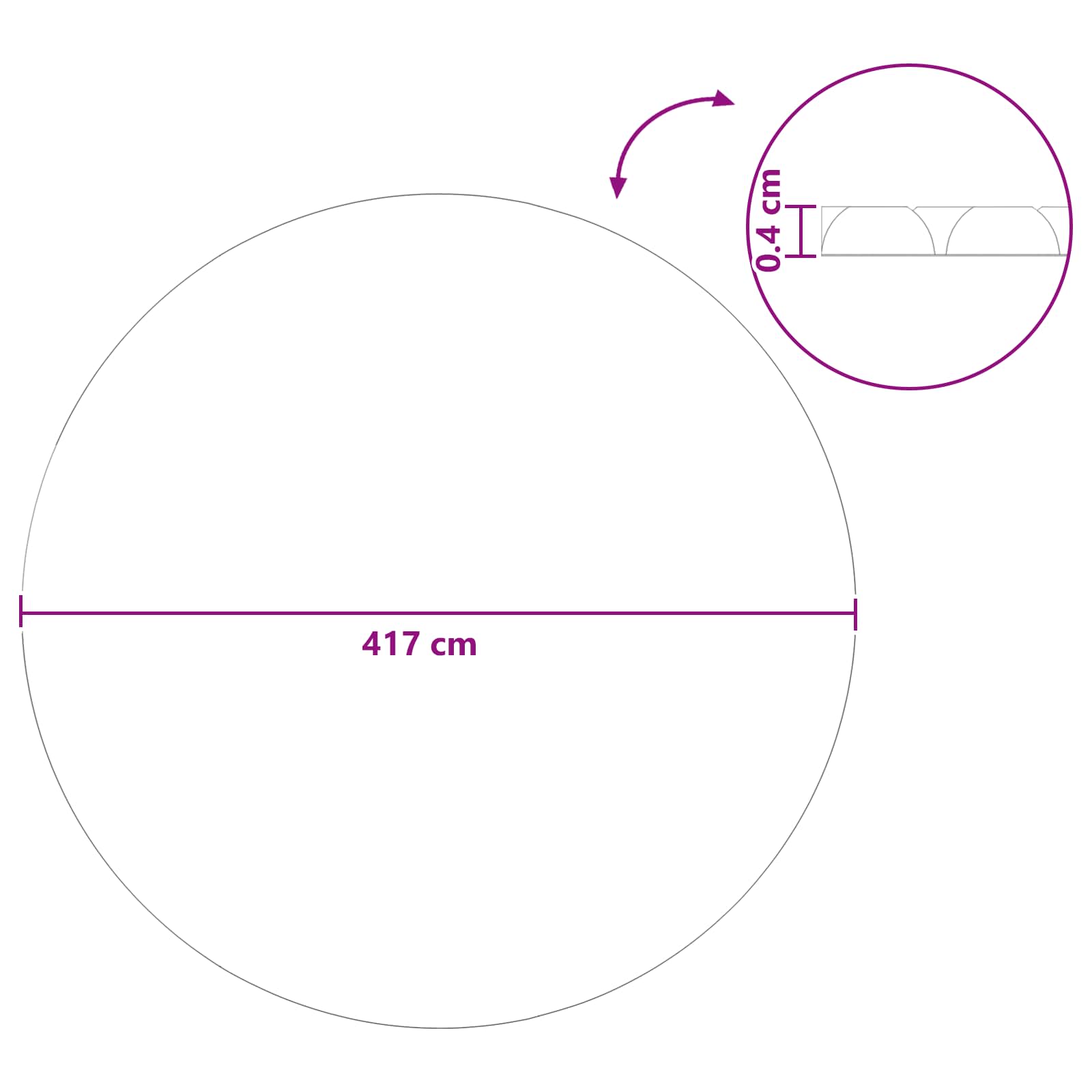 Solarna pokrivača za bazen teške kvalitete Ø 417 cm 200 μm