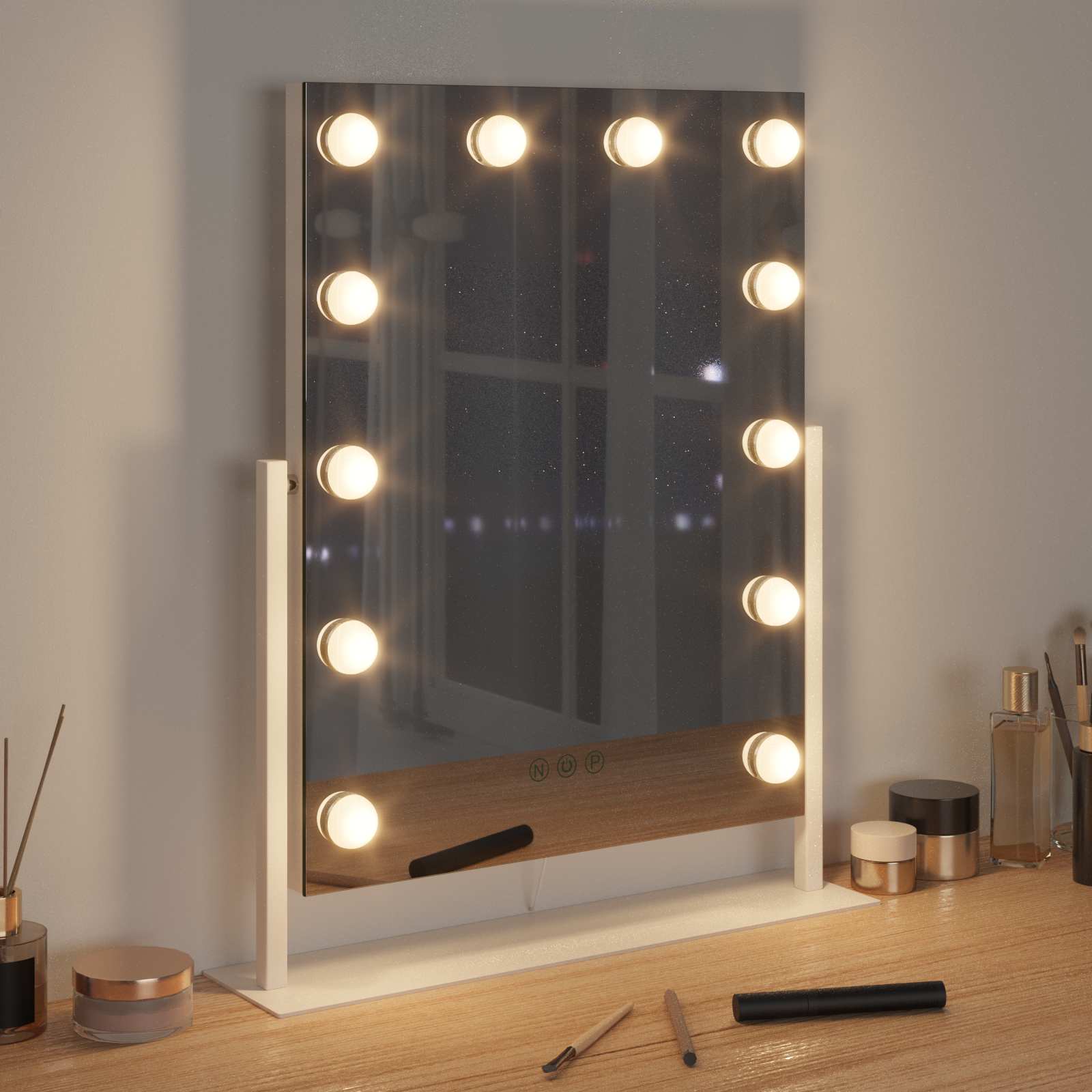LED Ogledalo za Toaletni Stolić Bijeli 44 x 10 x 53 cm