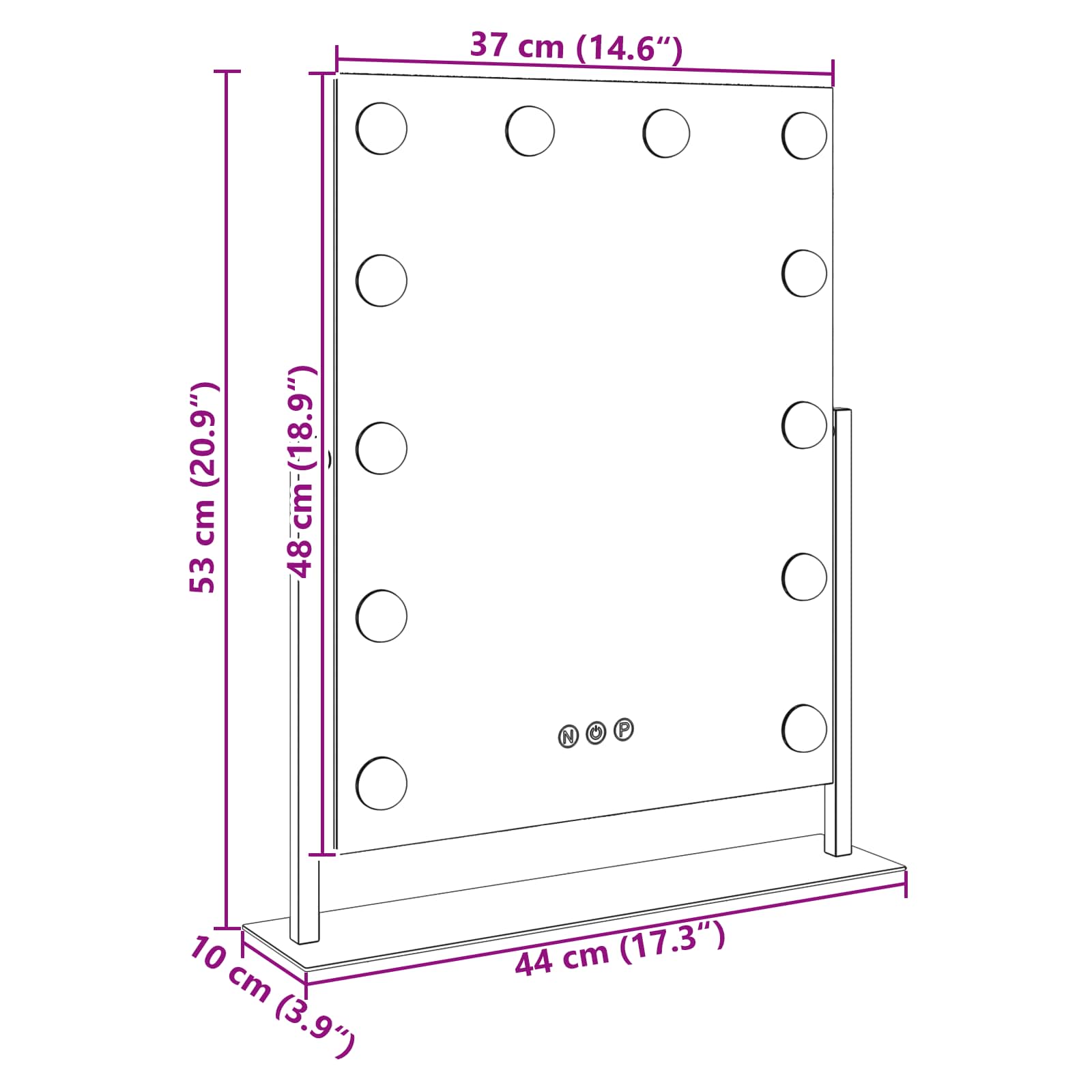 LED Ogledalo za Toaletni Stolić Bijeli 44 x 10 x 53 cm