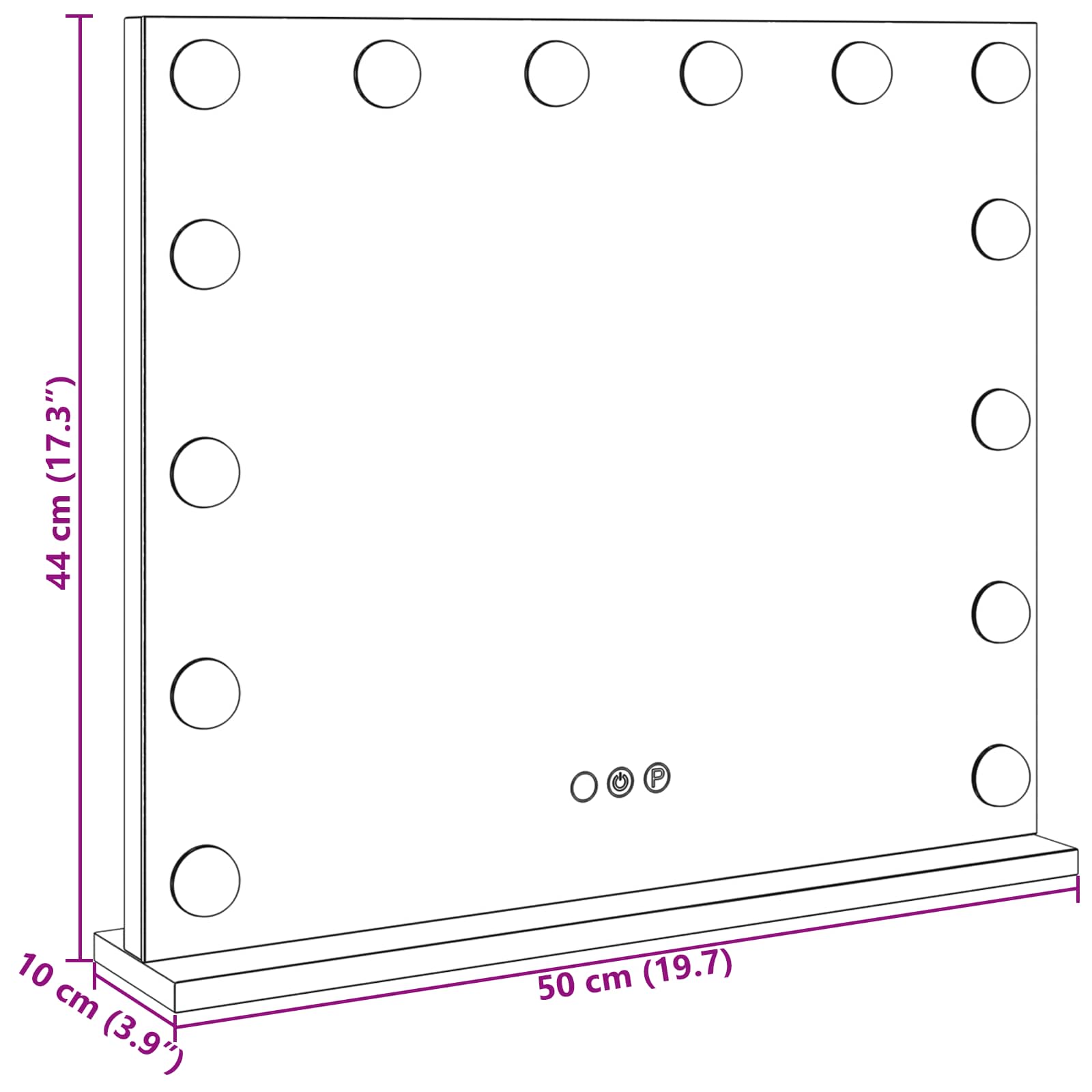 LED Ogledalo za Toaletni Stolić Bijeli 50 x 10 x 44 cm