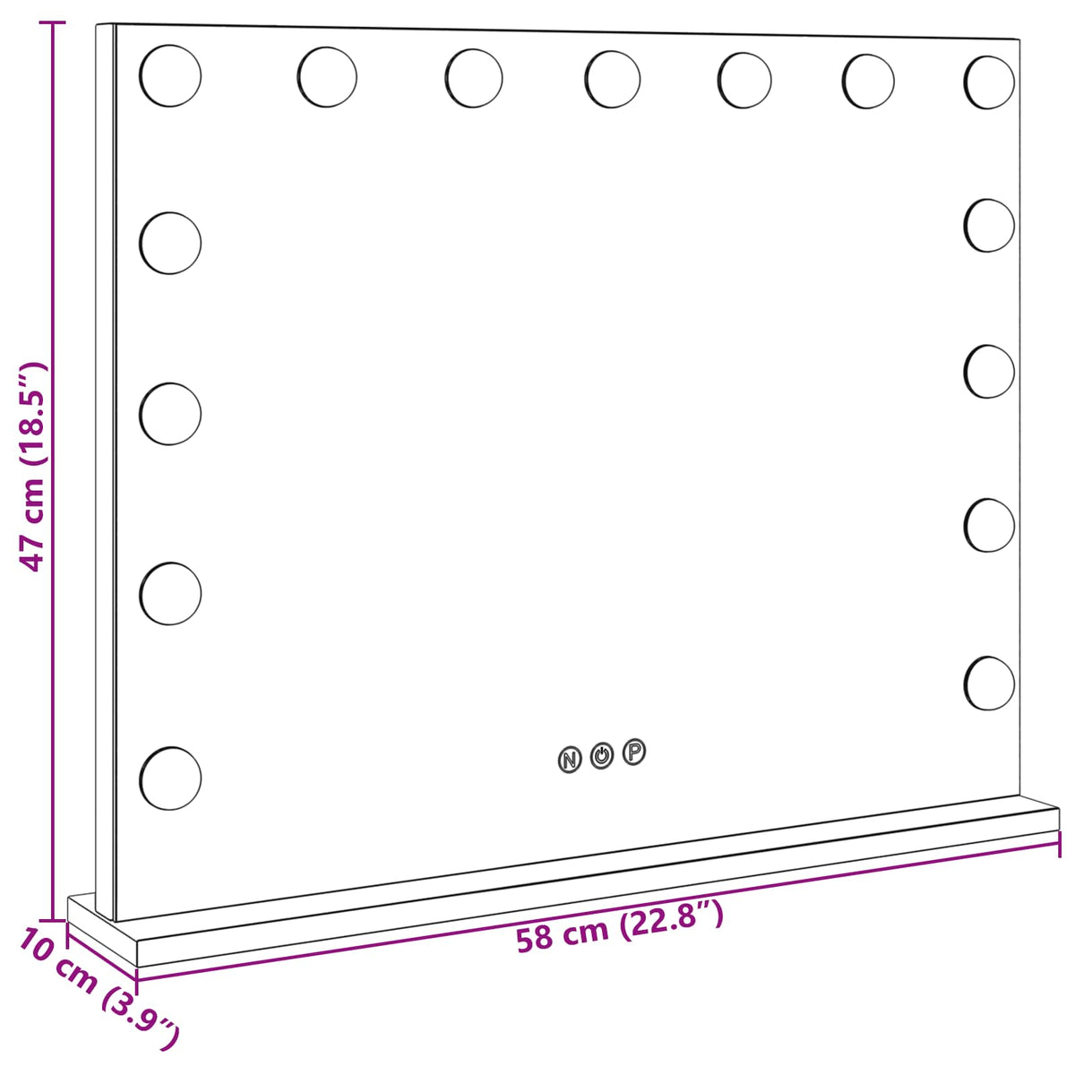 LED Ogledalo za Toaletni Stolić Bijeli 58 x 10 x 47 cm