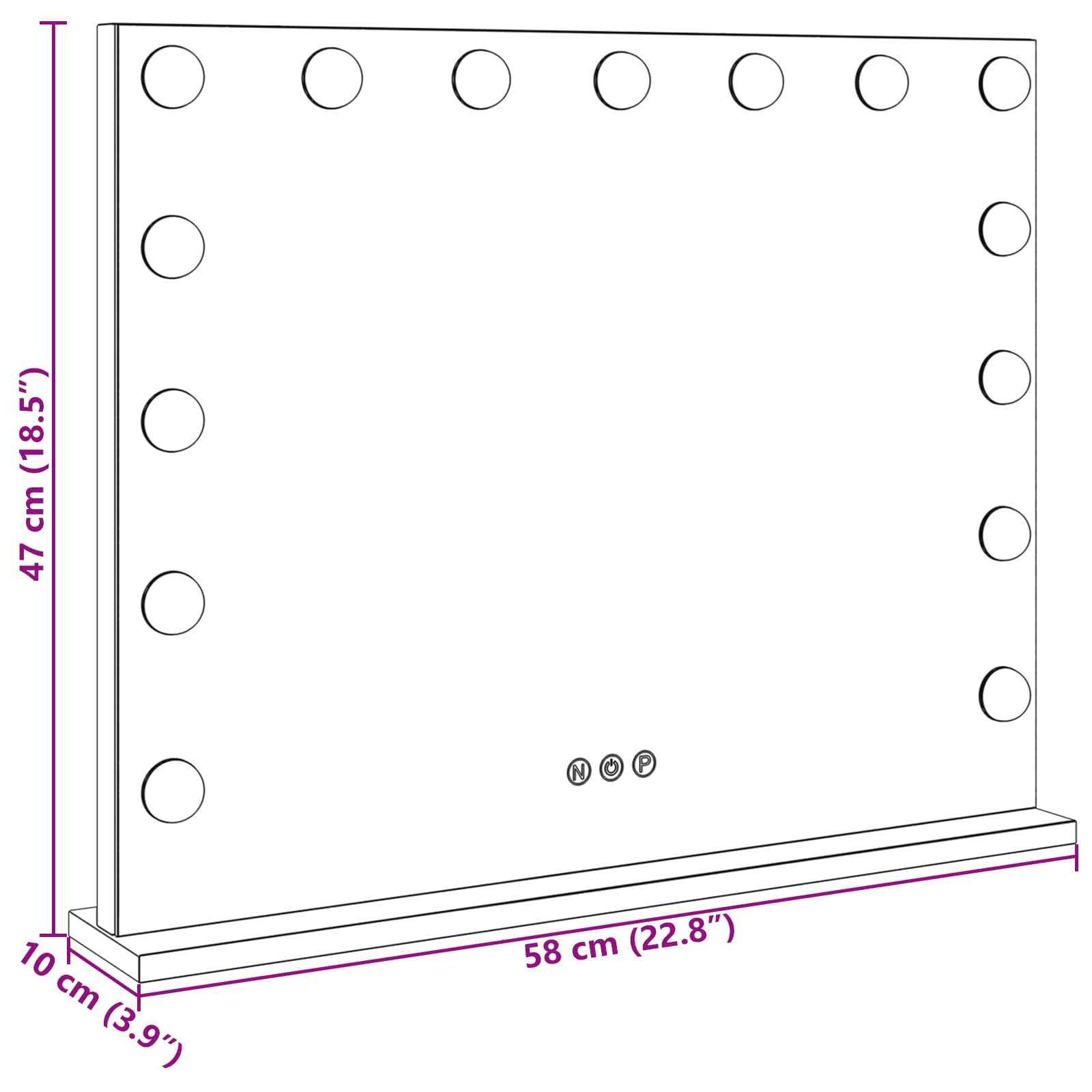 LED Ogledalo za Toaletni Stolić Bijeli 58 x 10 x 47 cm