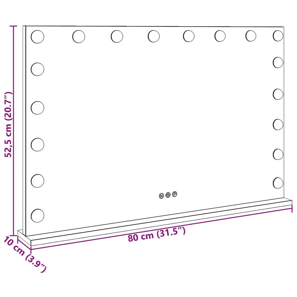 LED Ogledalo za Toaletni Stolić Bijeli 80 x 10 x 52,5 cm