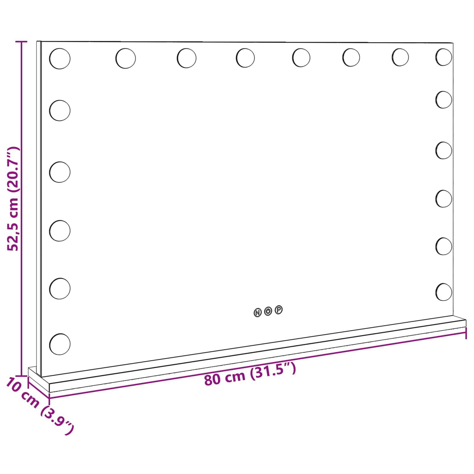 LED Ogledalo za Toaletni Stolić Bijeli 80 x 10 x 52,5 cm