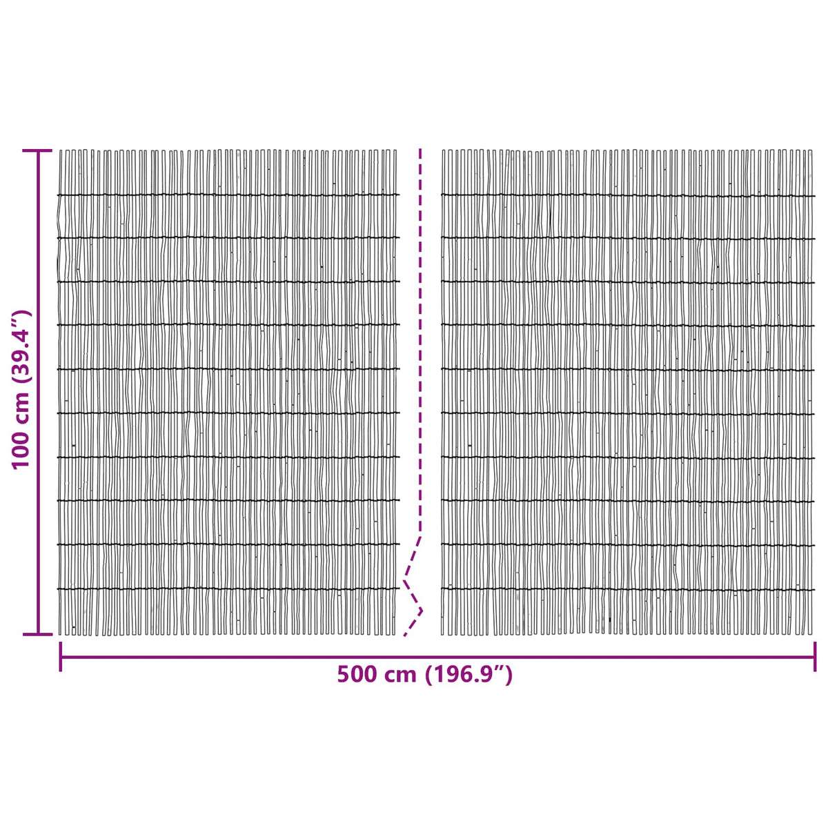Vrtna Ograda Karbonizirano 500 x 100 cm Trska