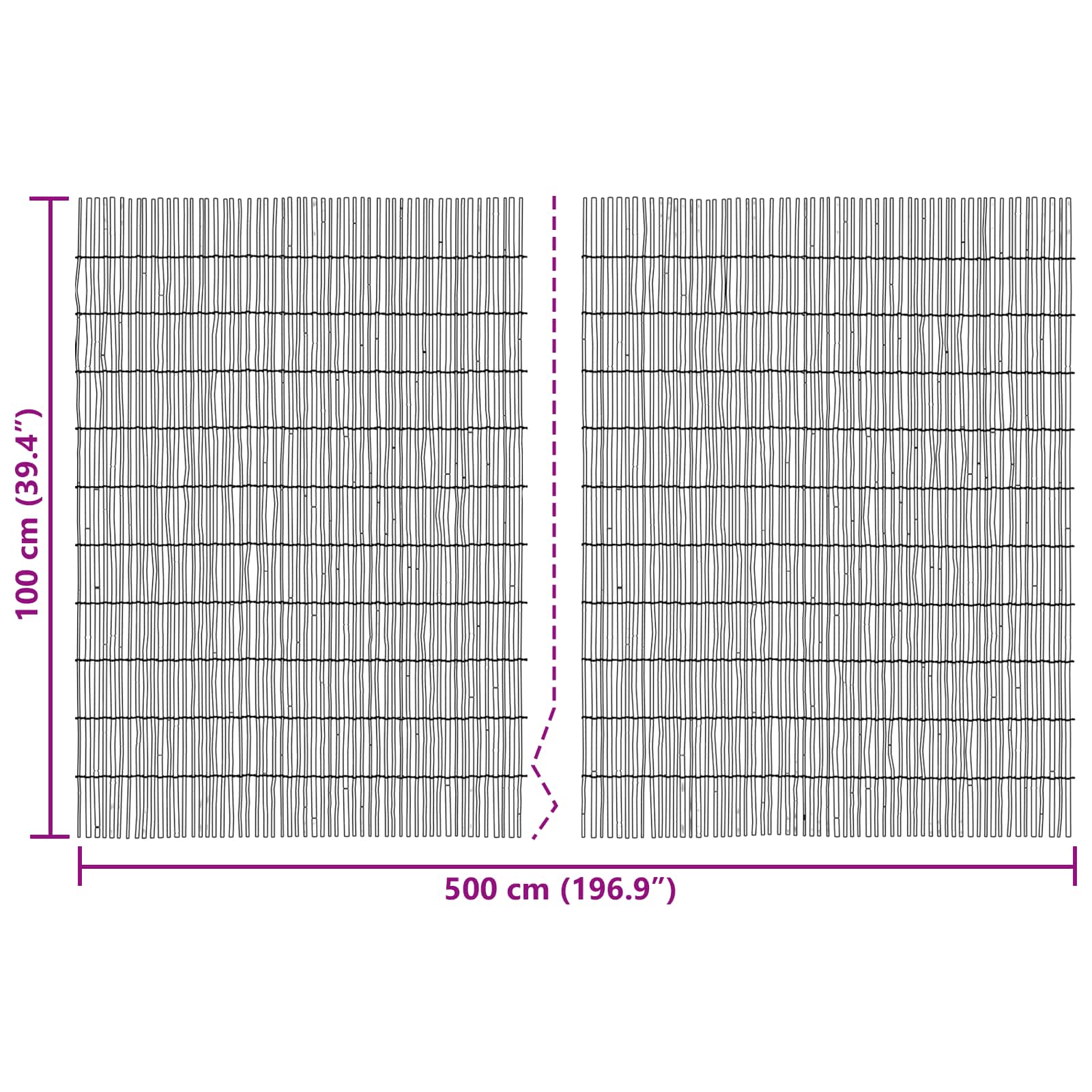 Vrtna Ograda Karbonizirano 500 x 100 cm Trska