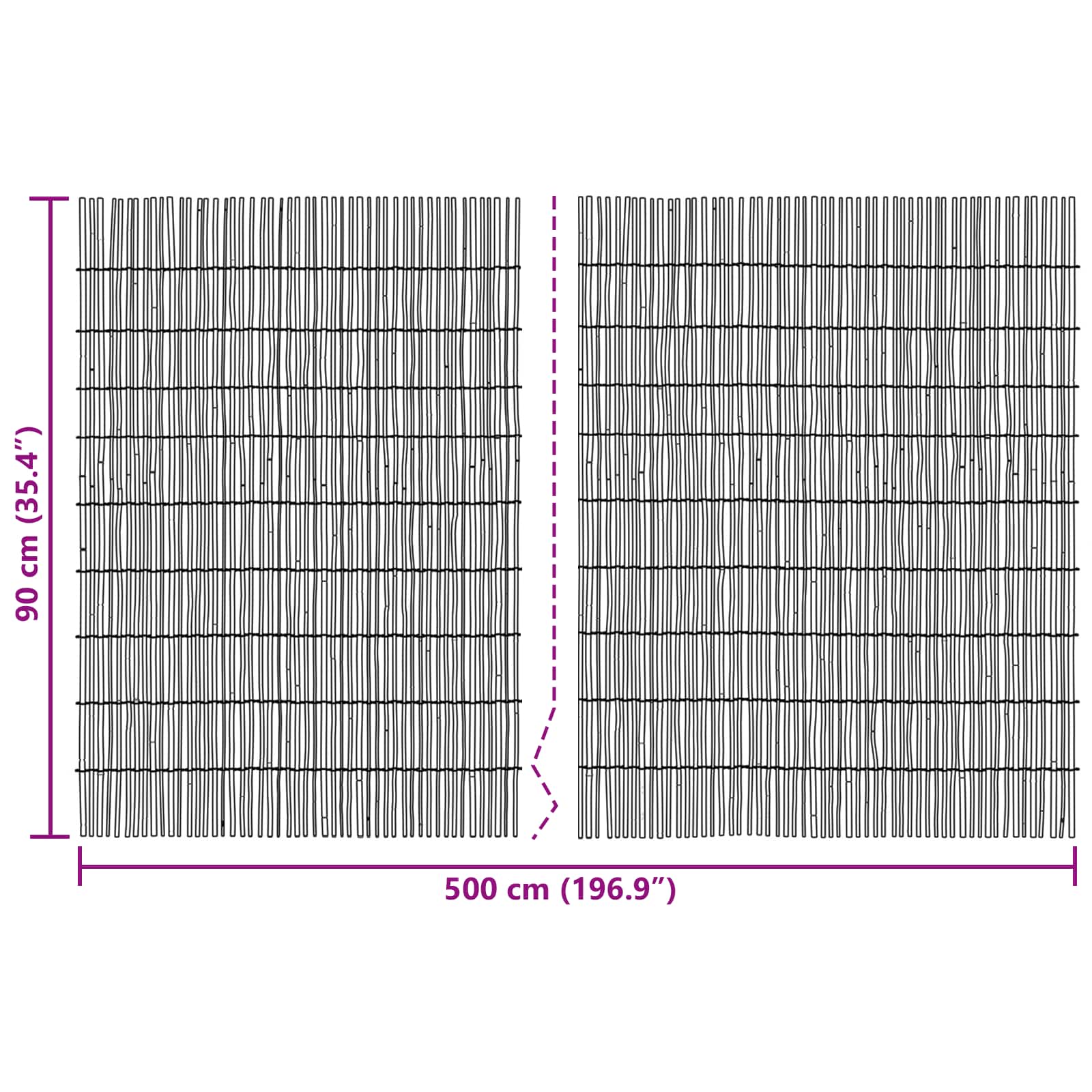 Vrtna Ograda Karbonizirano 500 x 90 cm Trska