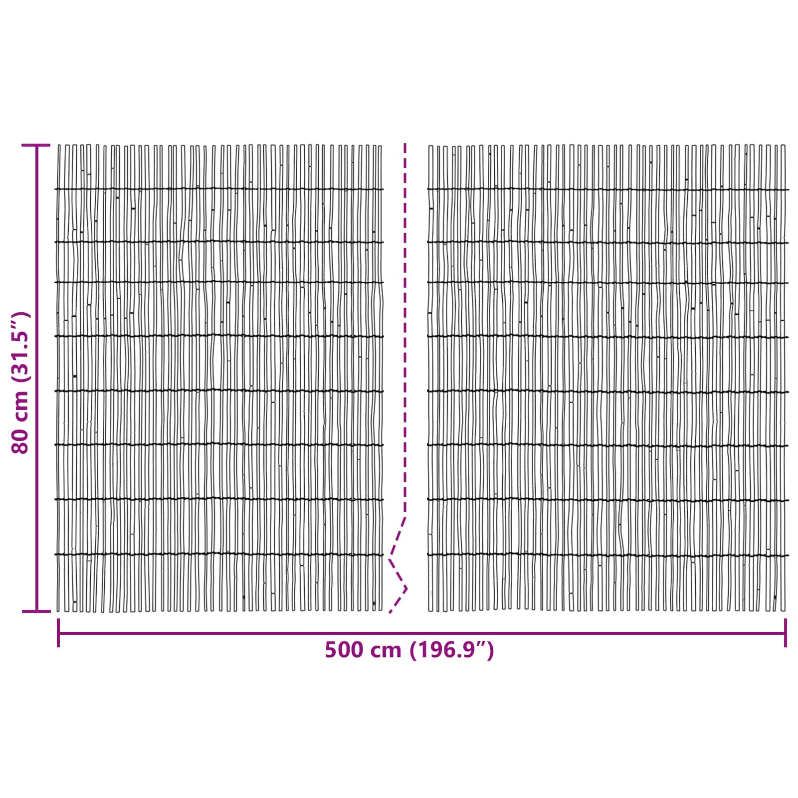 Vrtna Ograda Karbonizirano 500 x 80 cm Trska