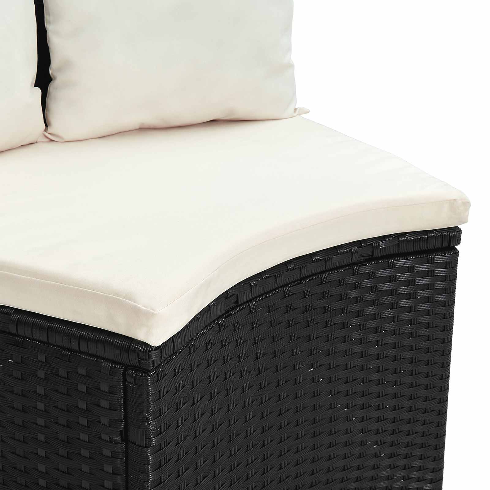 Set sofe 2 pcs Crna Solidno drvo akacije i poli ratan