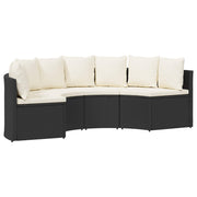 Set sofe 2 pcs Crna Solidno drvo akacije i poli ratan