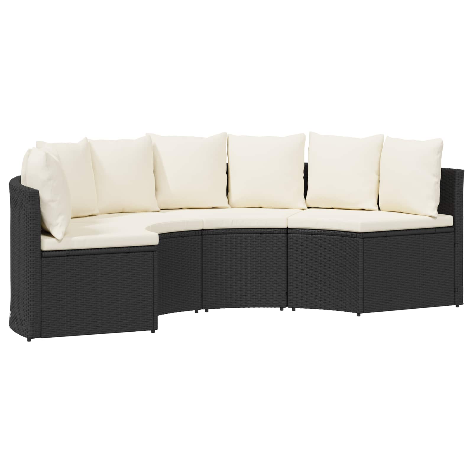 Set sofe 2 pcs Crna Solidno drvo akacije i poli ratan