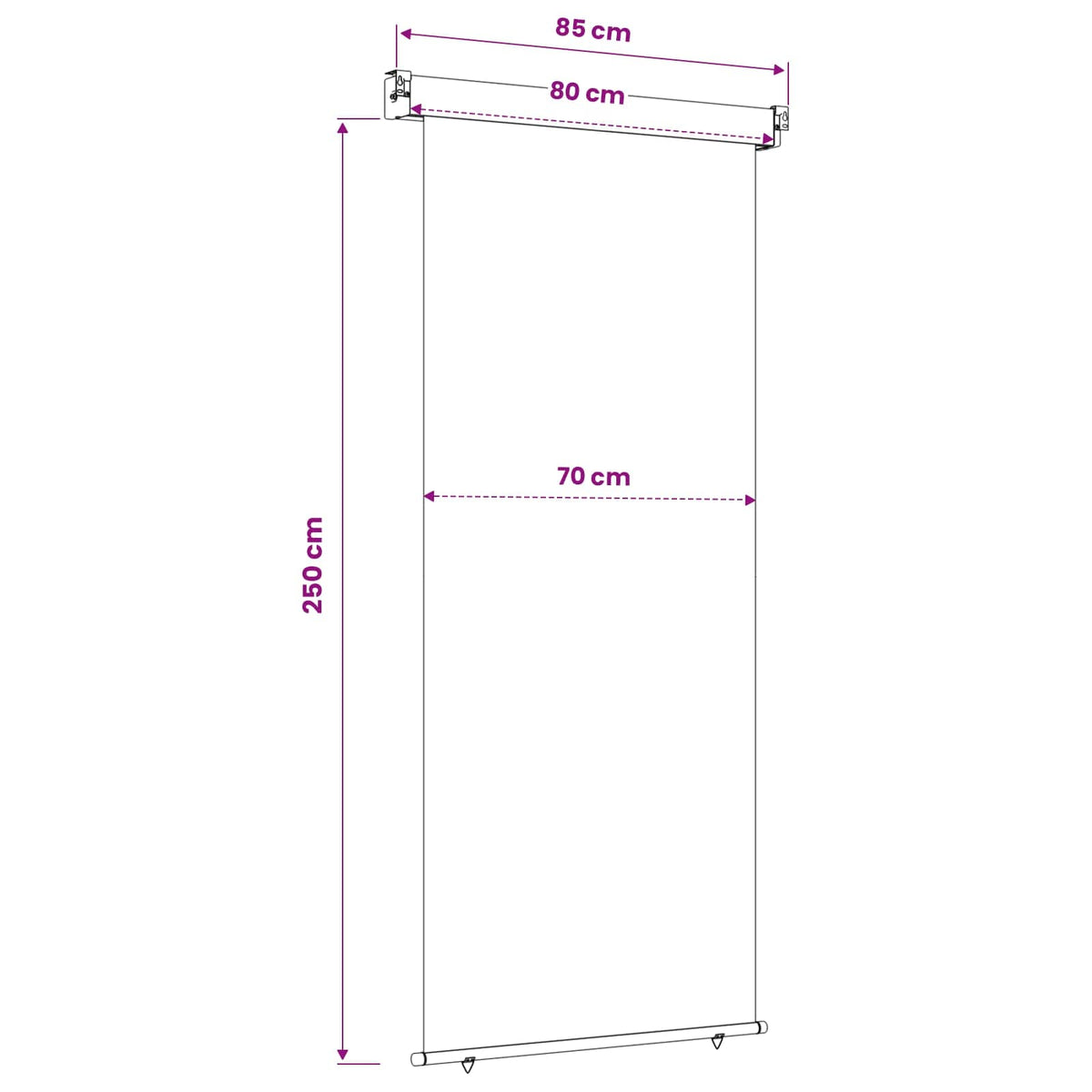Balkonski bočni awning 80 x 250 cm