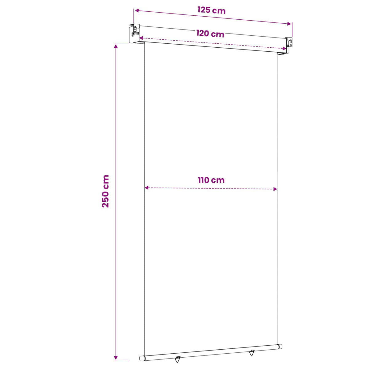 Balkonski bočni awning 117 x 250 cm