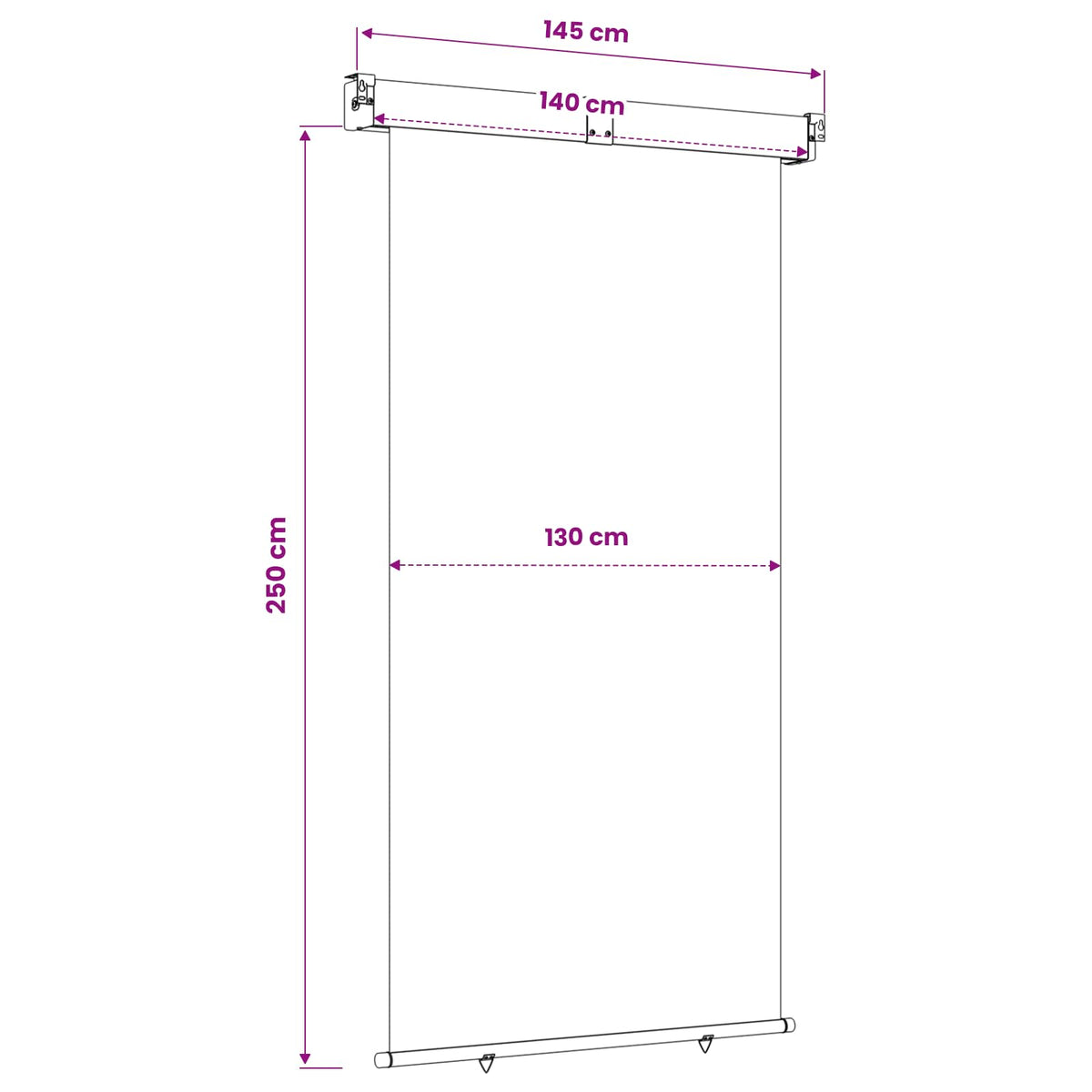 Balkonski bočni awning 140 x 250 cm