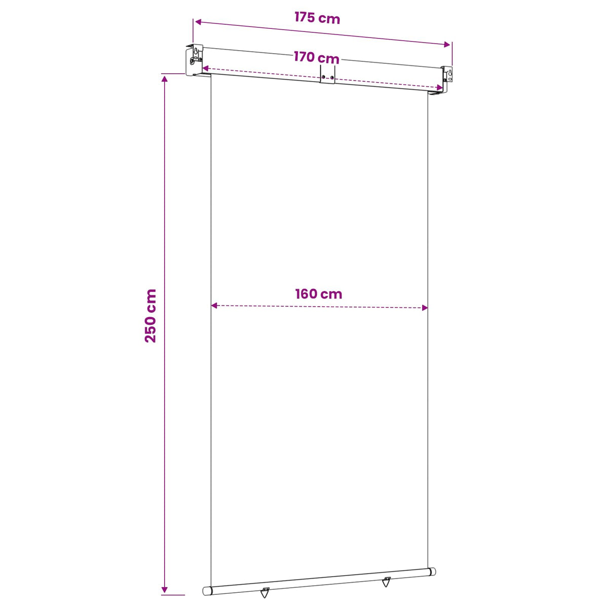 Balkonski bočni awning 170 x 250 cm