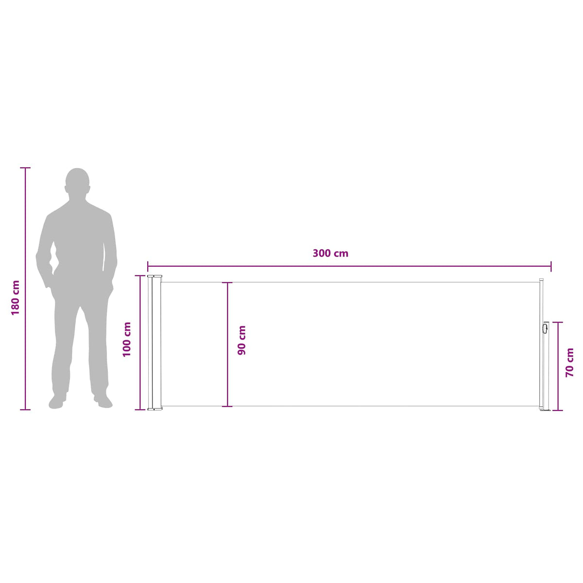 Retraktabilna bočna tende Bež 300 x 100 cm Poliester