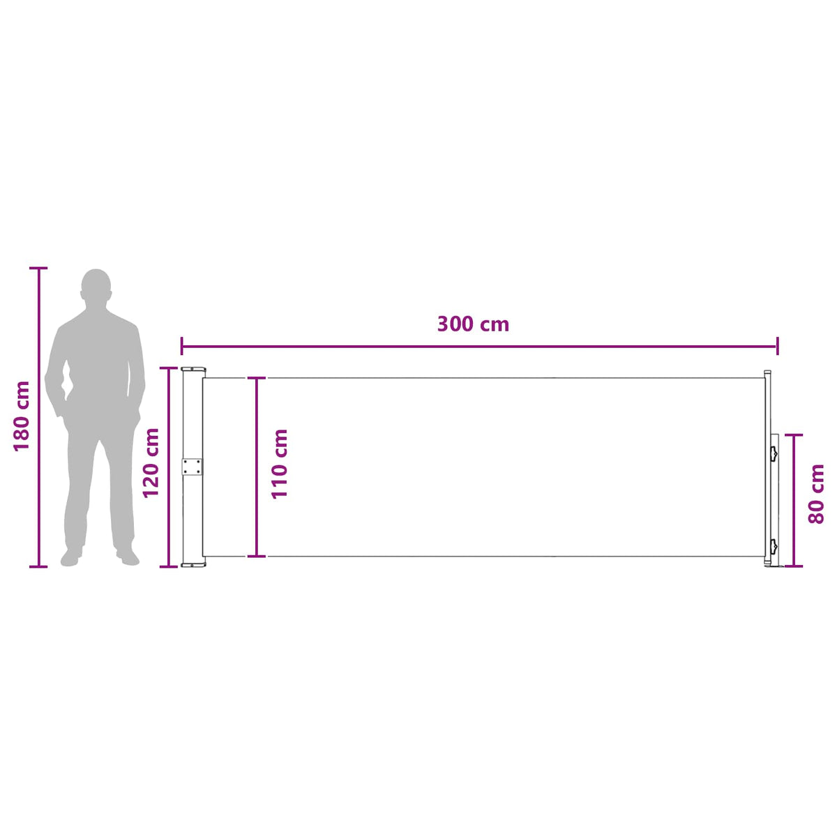 Retraktabilna bočna tende Sivosmeđa 300 x 120 cm Poliester