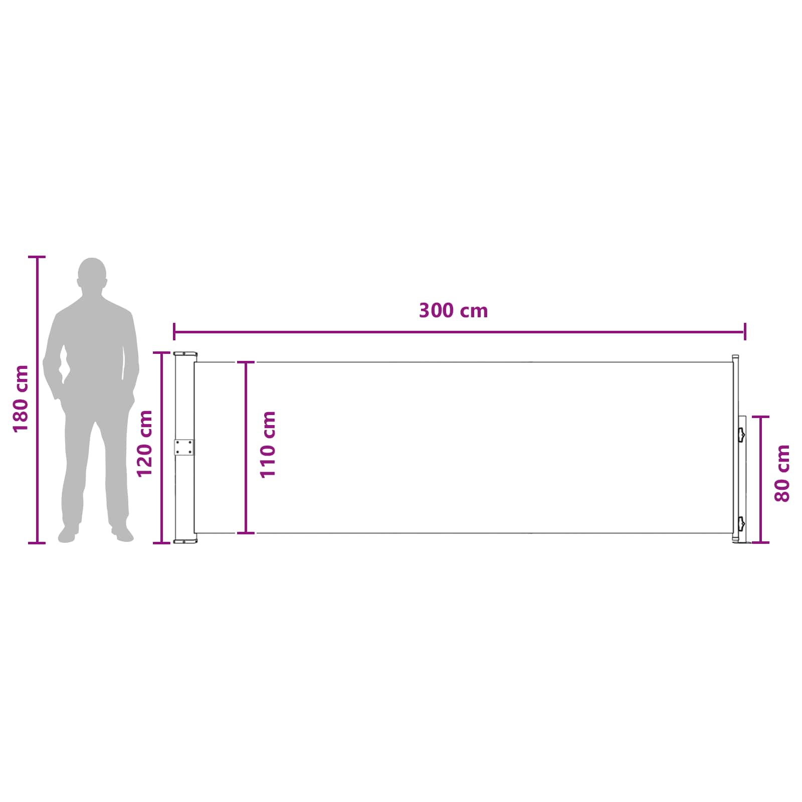 Retraktabilna bočna tende Antracit 300 x 120 cm Poliester
