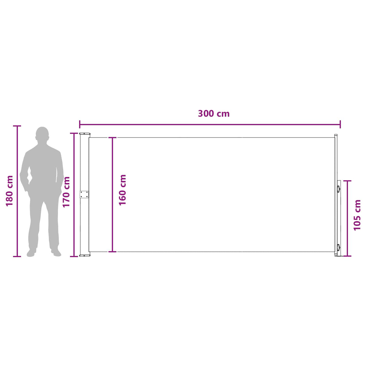 Retraktabilna bočna tende Antracit 300 x 170 cm Poliester