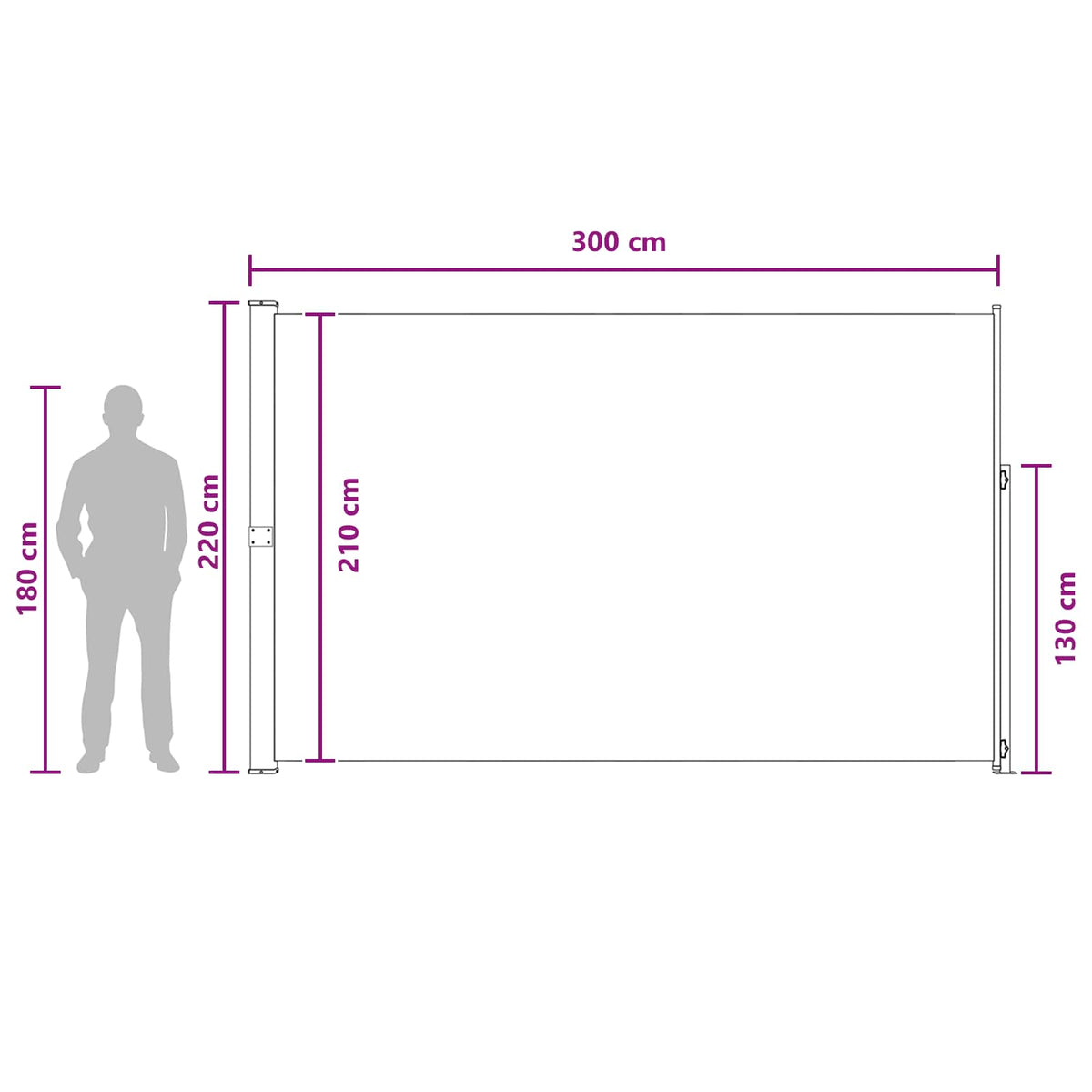 Retraktabilna bočna tende Sivosmeđa 300 x 220 cm Poliester
