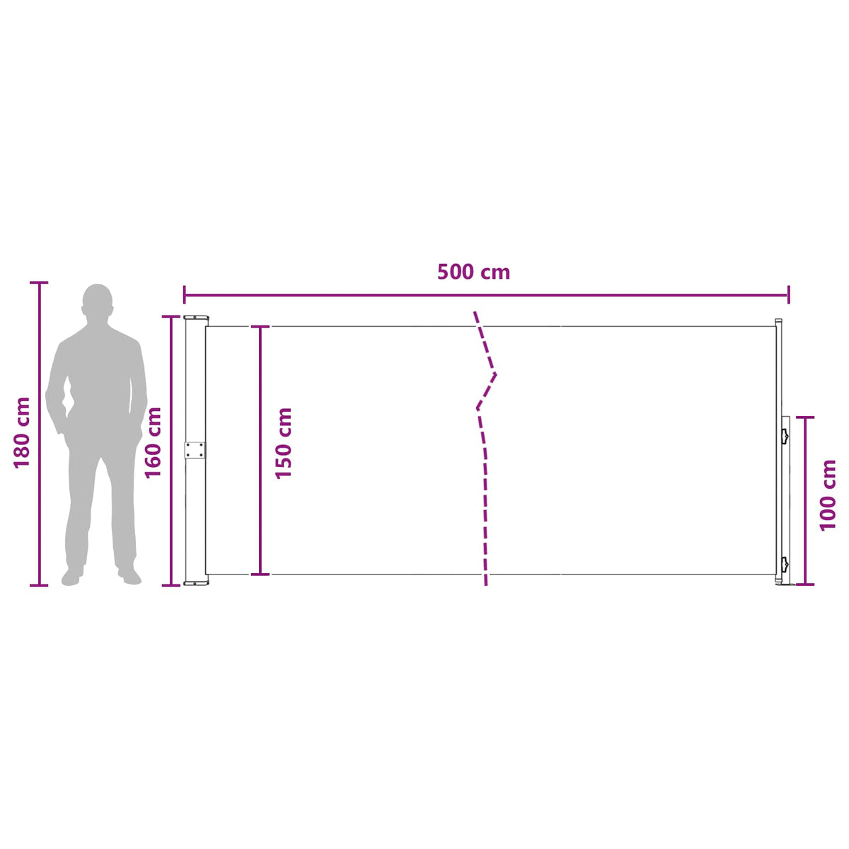 Retraktabilna bočna tende Antracit 500 x 160 cm Poliester