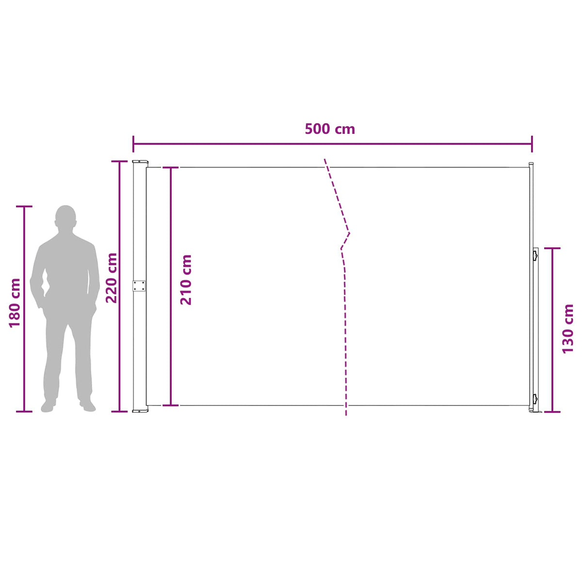 Retraktabilna bočna tende 220 x 500 cm