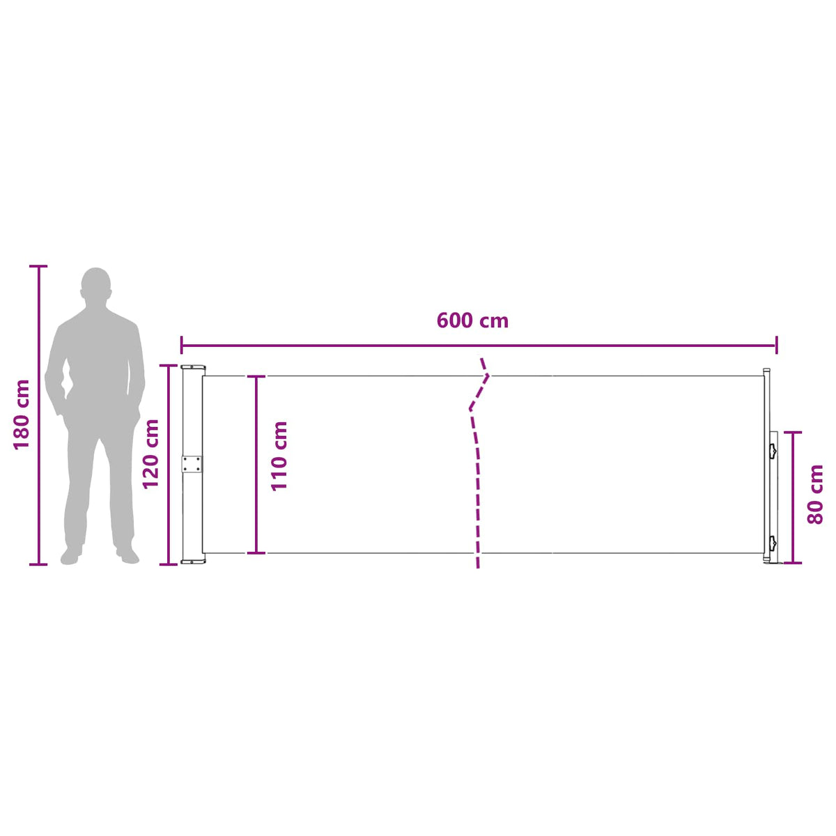Retraktabilna bočna tende Bež 600 x 117 cm Poliester