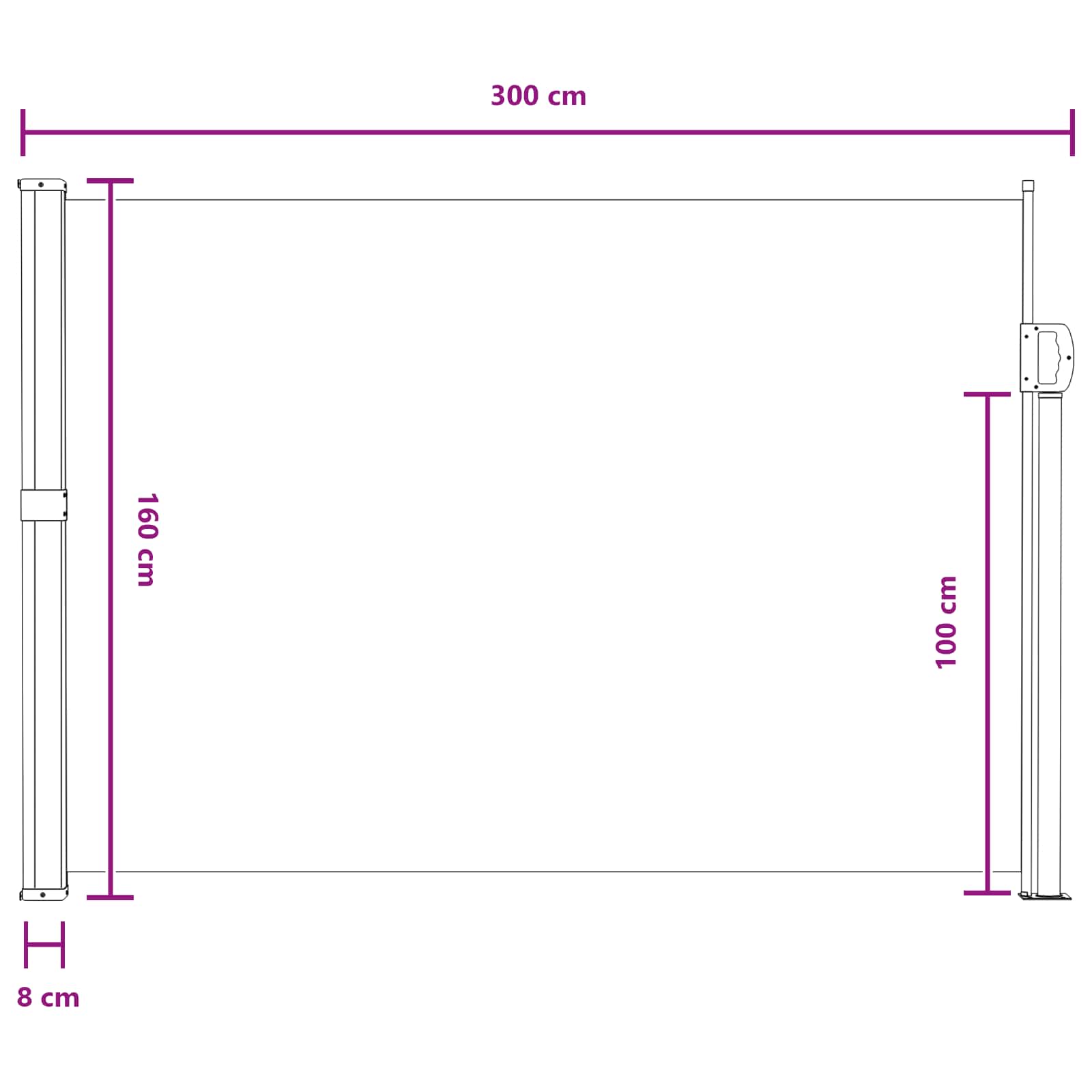 Retraktabilna bočna tende Pijesak 300 x 160 cm Poliester
