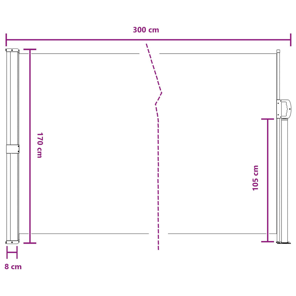 Retraktabilna bočna tende Antracit 300 x 170 cm Poliester