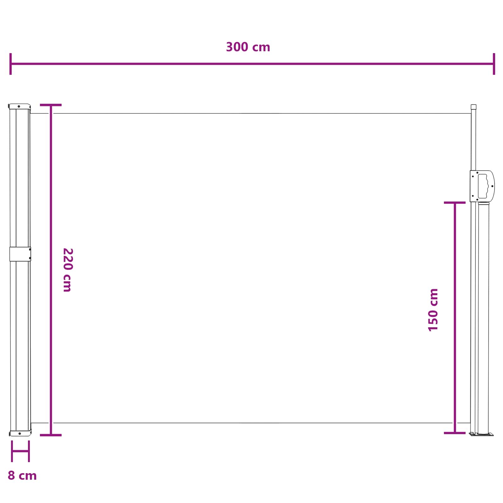 Retraktabilna bočna tende Siva 300 x 220 cm Poliester