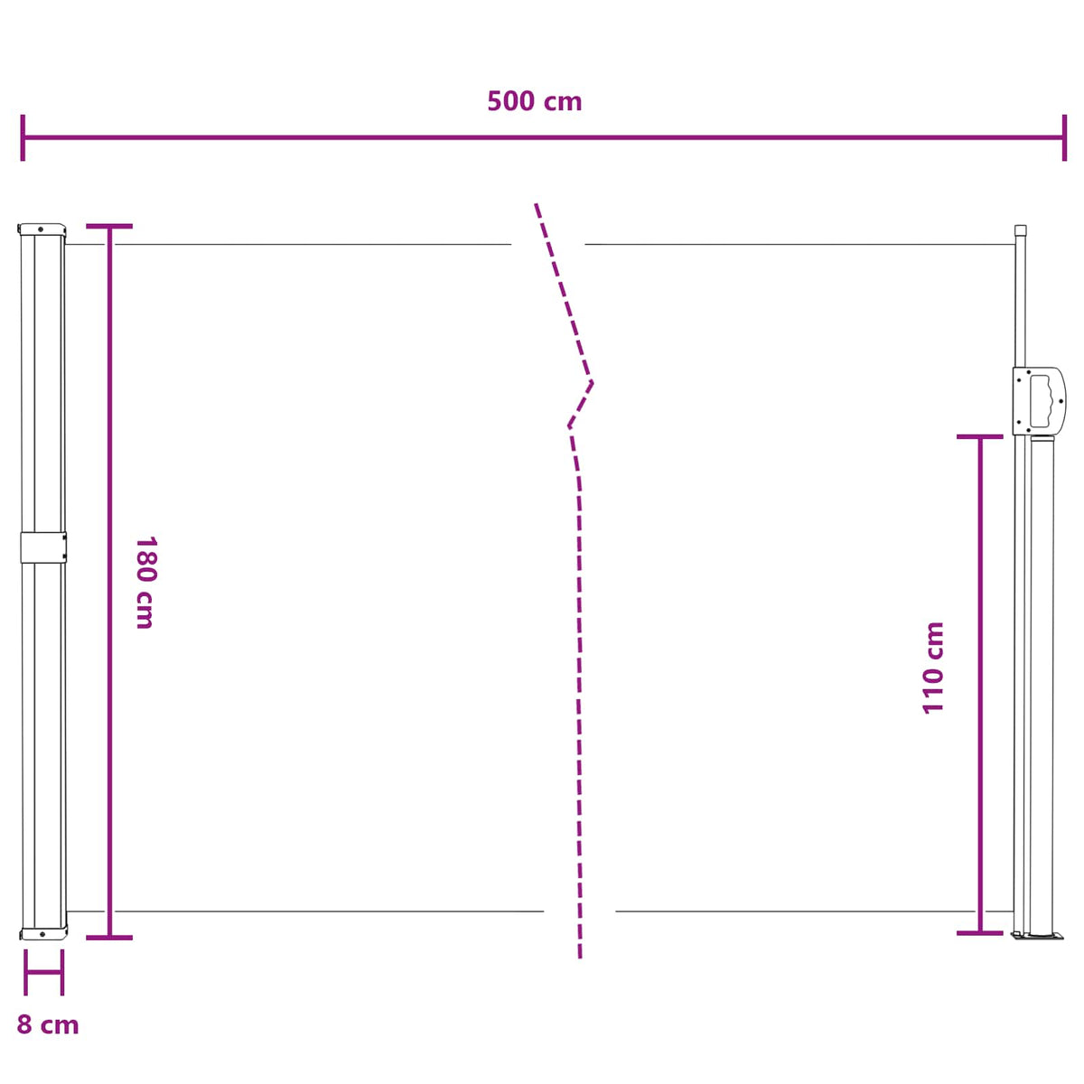 Retraktabilna bočna tende Pijesak 500 x 180 cm Poliester