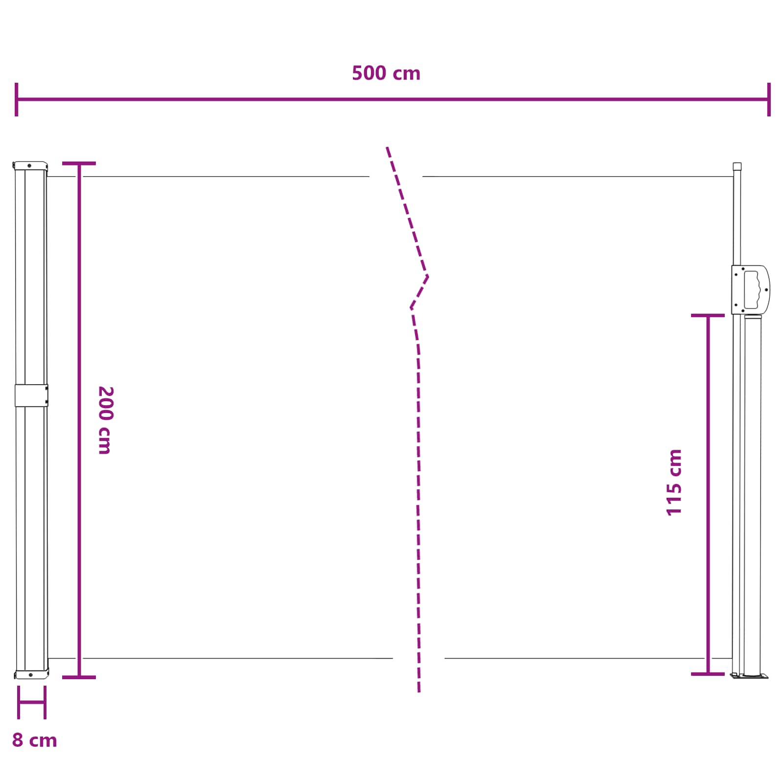Retraktabilna bočna tende Pijesak 500 x 200 cm Poliester