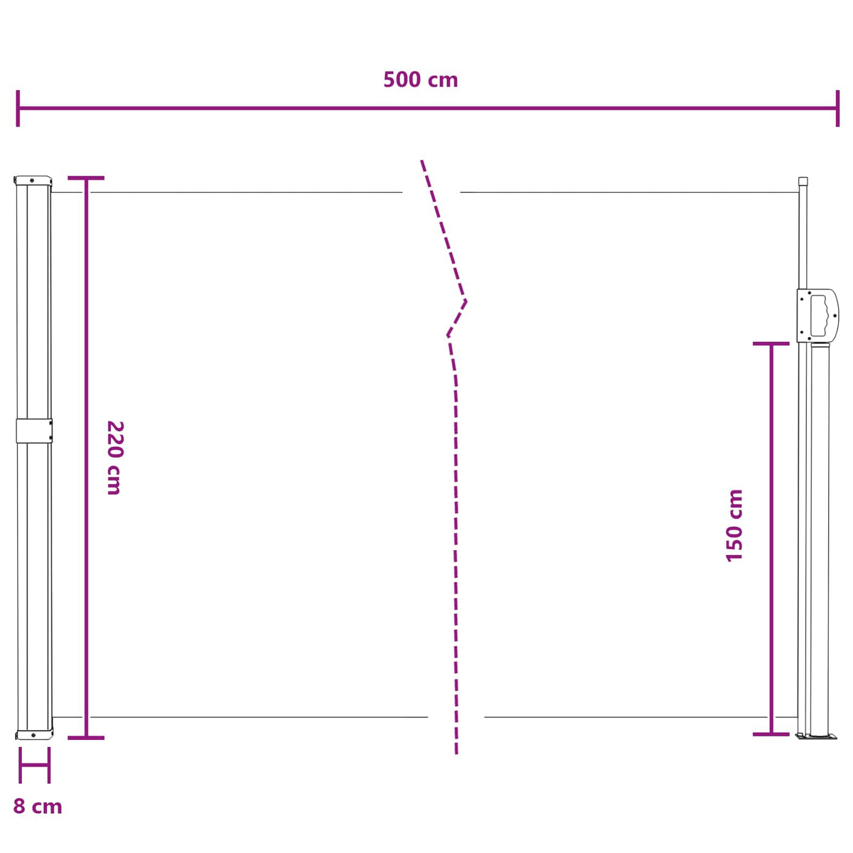 Retraktabilna bočna tende Pijesak 500 x 220 cm Poliester