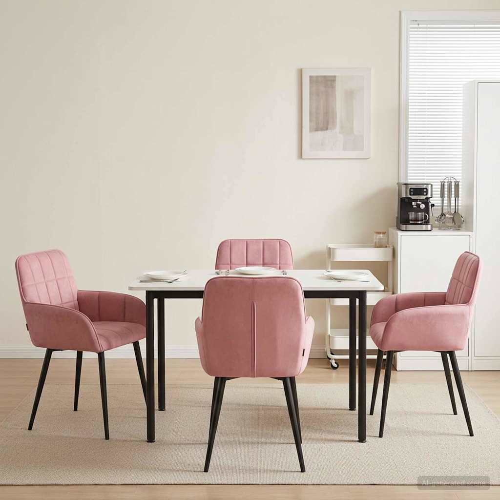 Trpezarijske stolice 4 pcs Baršun Ružičasta 57 x 50 x 85 cm