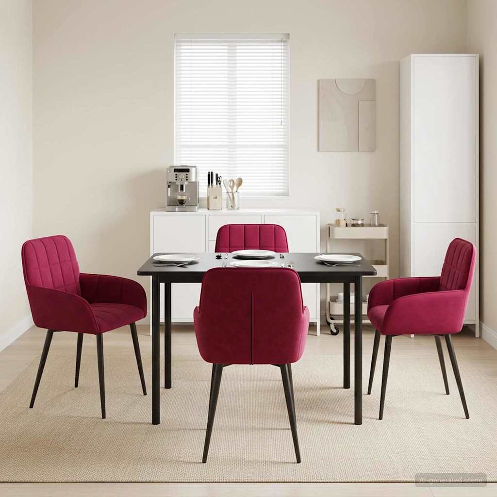 Trpezarijske stolice 4 pcs Baršun Vinska crvena 57 x 50 x 85 cm