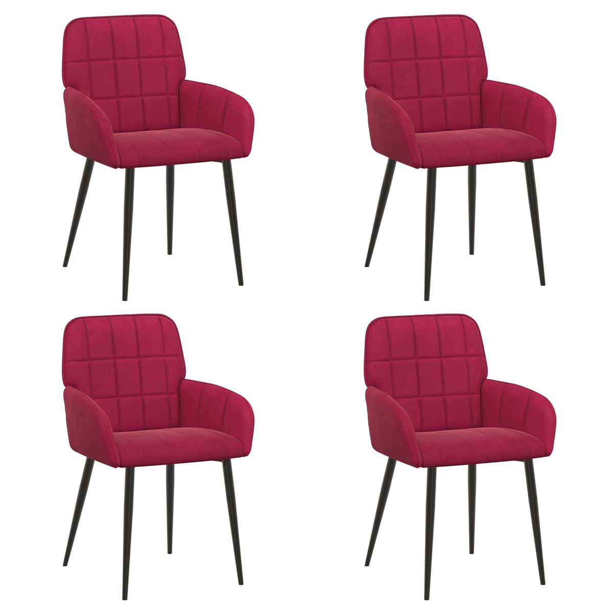 Trpezarijske stolice 4 pcs Baršun Vinska crvena 57 x 50 x 85 cm