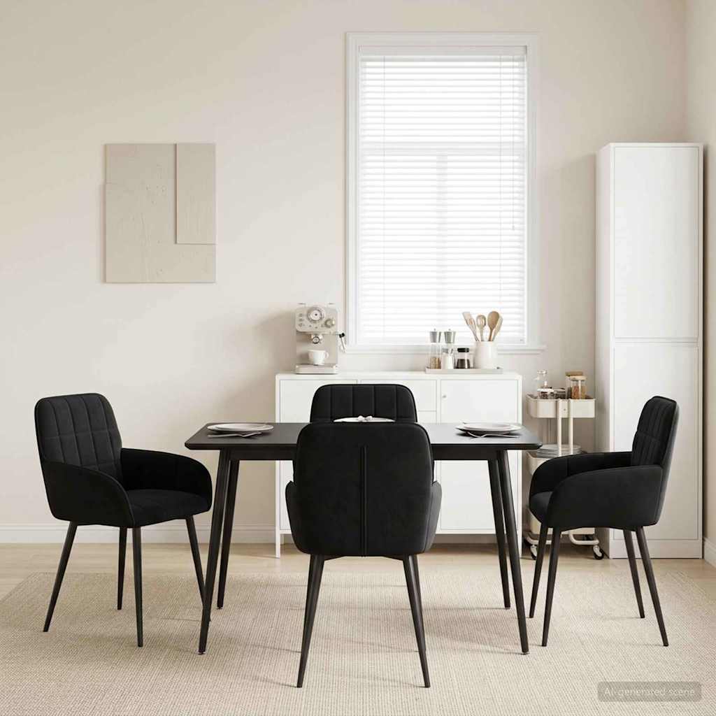 Trpezarijske stolice 4 pcs Baršun Crna 57 x 50 x 85 cm