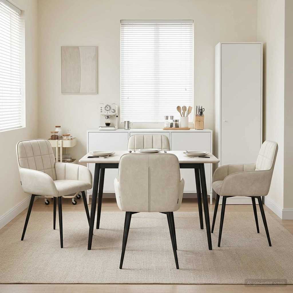 Trpezarijske stolice 4 pcs Baršun Krem 57 x 50 x 85 cm