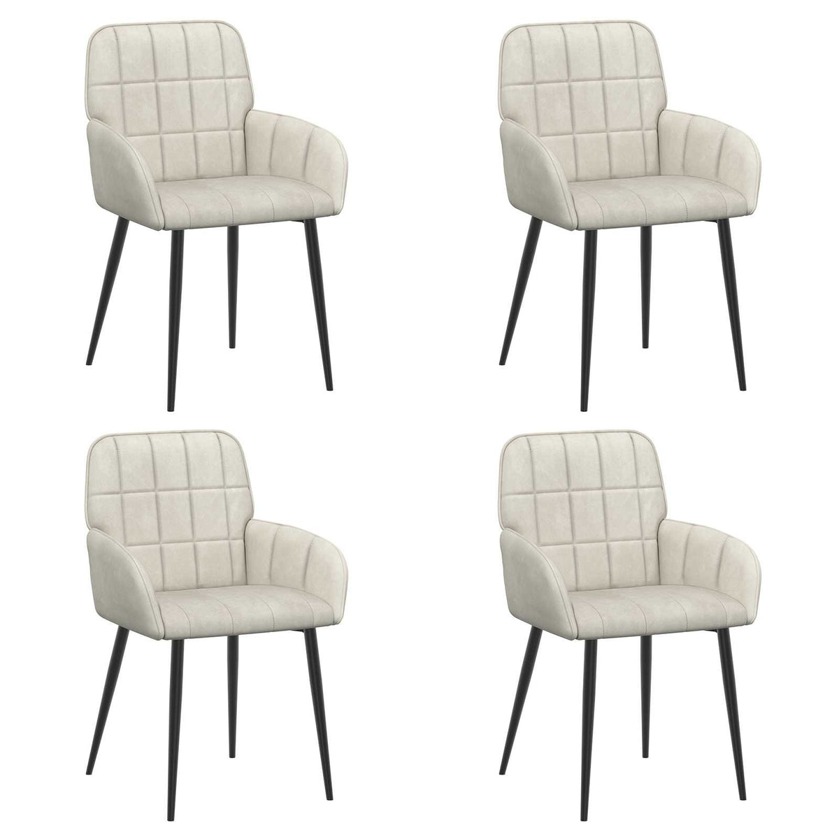 Trpezarijske stolice 4 pcs Baršun Krem 57 x 50 x 85 cm
