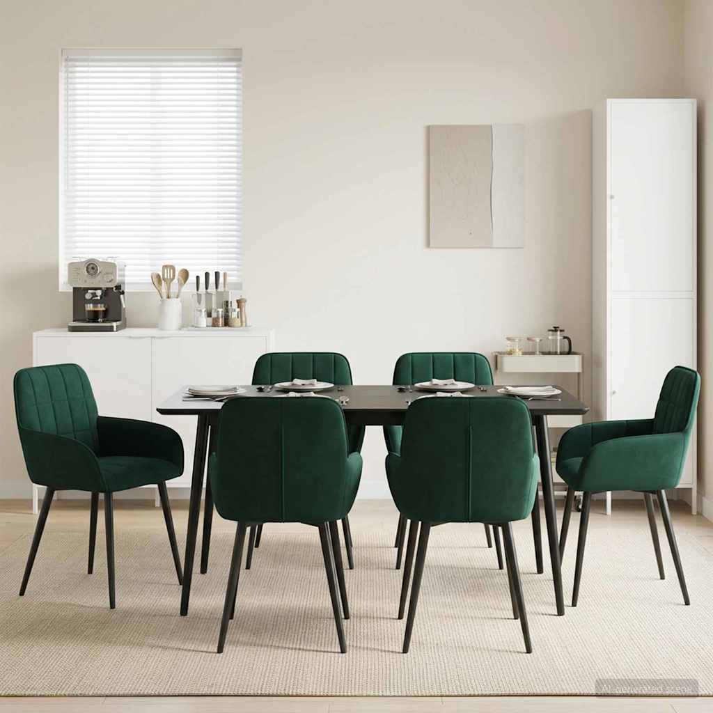Trpezarijske stolice 6 pcs Baršun Tamnozelena 57 x 50 x 85 cm