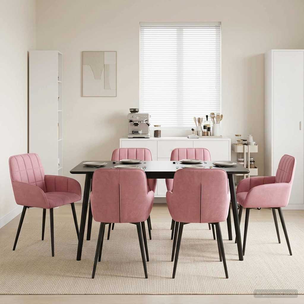 Trpezarijske stolice 6 pcs Baršun Ružičasta 57 x 50 x 85 cm