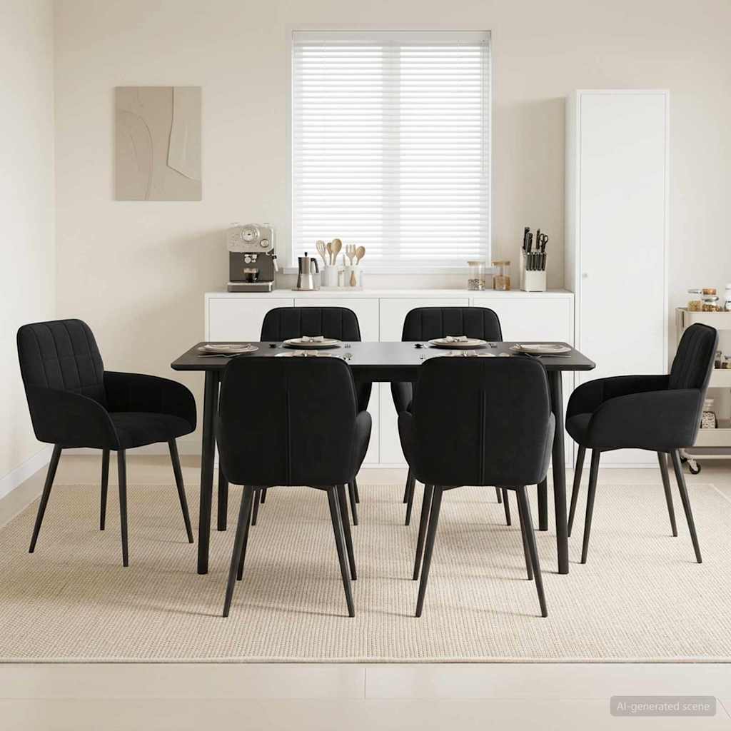 Trpezarijske stolice 6 pcs Baršun Crna 57 x 50 x 85 cm