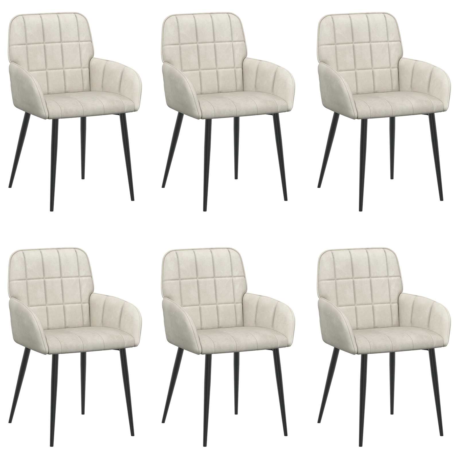 Trpezarijske stolice 6 pcs Baršun Krem 57 x 50 x 85 cm