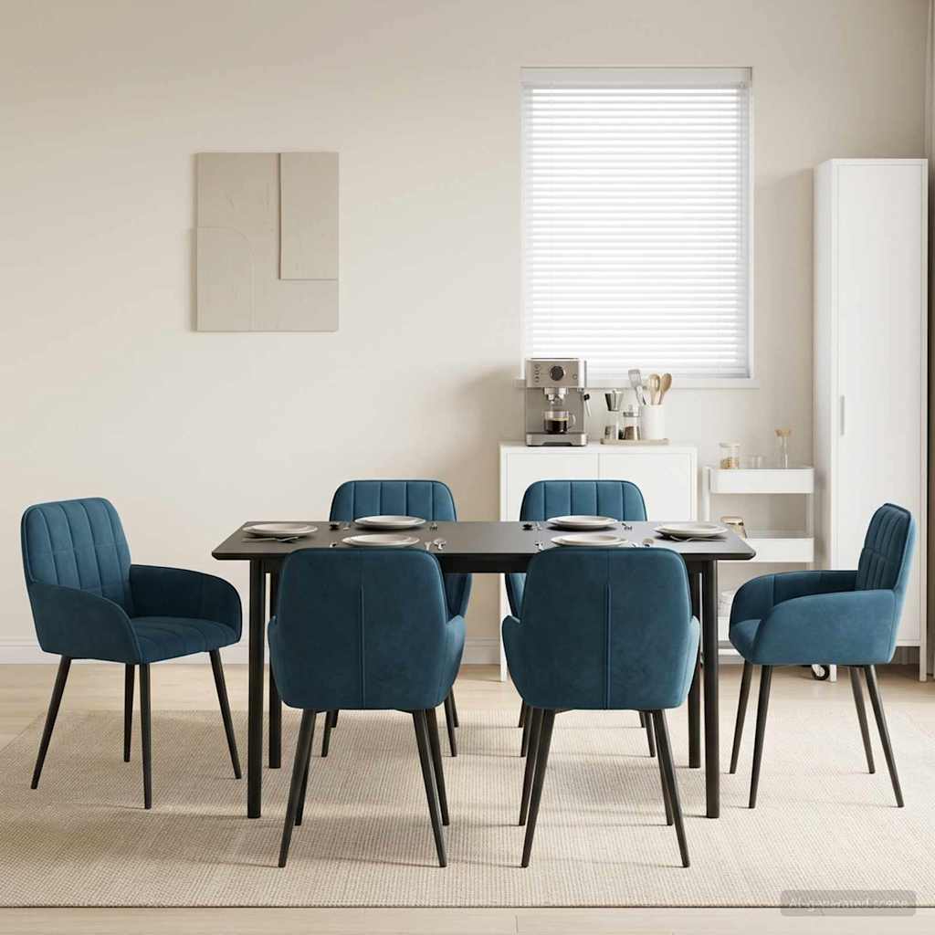 Trpezarijske stolice 6 pcs Baršun Plava 57 x 50 x 85 cm