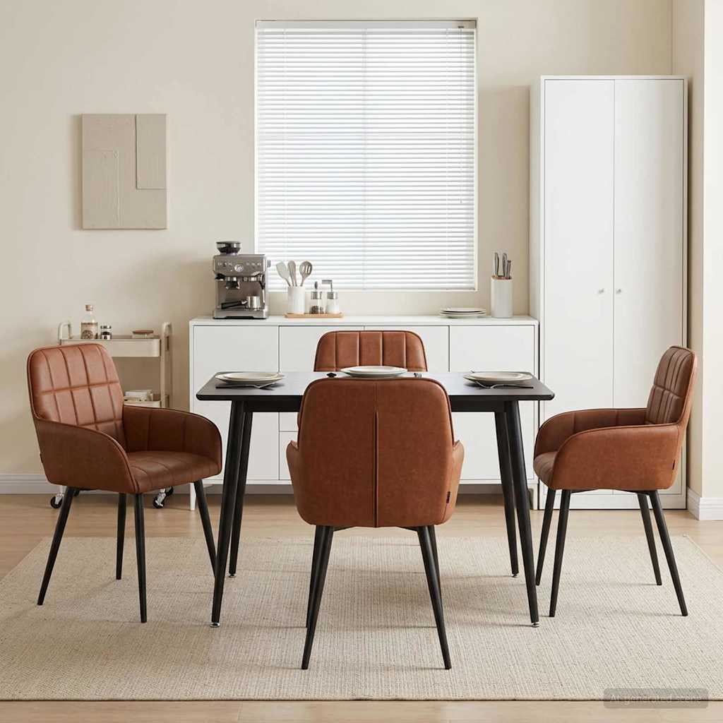Trpezarijske stolice 4 pcs Umjetna koža Smeđa 57 x 50 x 85 cm