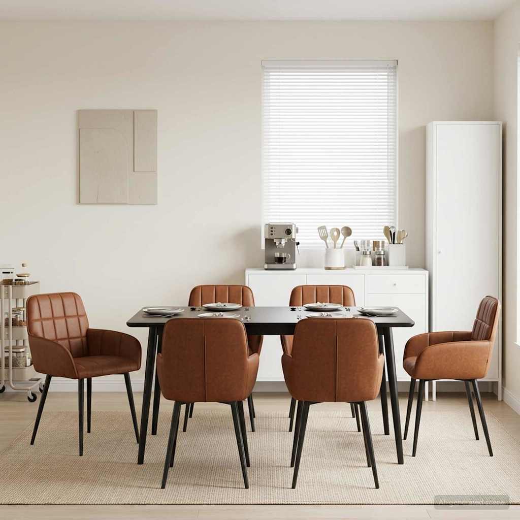 Trpezarijske stolice 6 pcs Umjetna koža Smeđa 57 x 50 x 85 cm