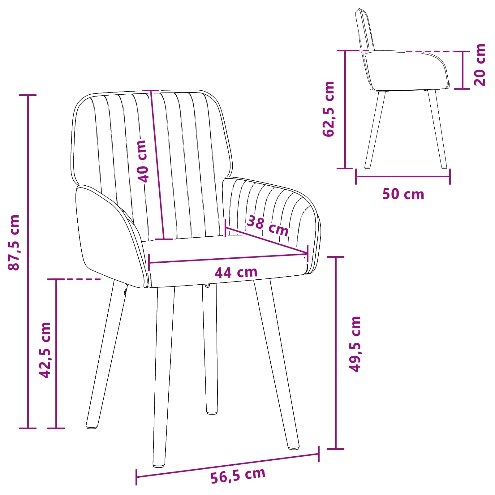 Trpezarijske stolice 4 pcs Tkanina Crna 56,5 x 50 x 87,5 cm