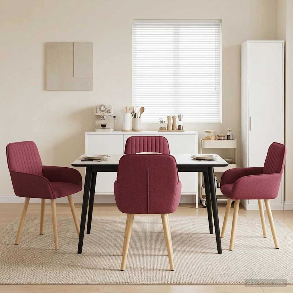 Trpezarijske stolice 4 pcs Tkanina Vinska crvena