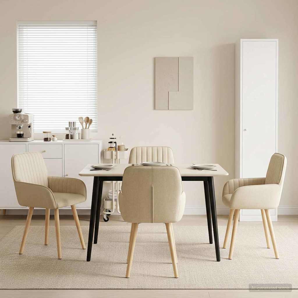 Trpezarijske stolice 4 pcs Tkanina Krem 56,5 x 50 x 87,5 cm